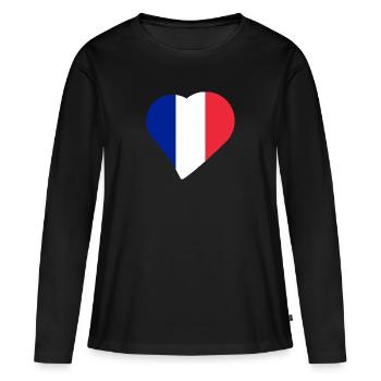 France France - T-shirt manches longues Premium bio Femme - noir - Devant - Julia (174cm)