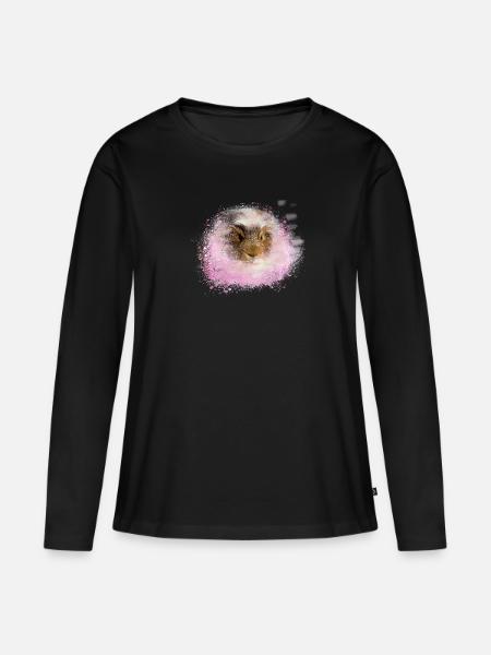 cochon d’Inde, graffiti, peinture, rose, rose - T-shirt manches longues Premium bio Femme - noir