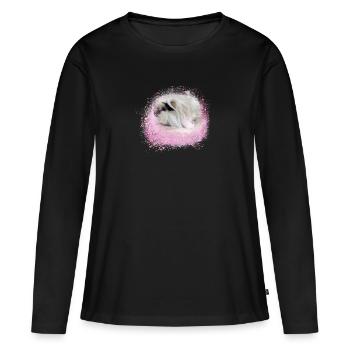 cochon d’Inde angora, graffiti, peinture, rose, rose - T-shirt manches longues Premium bio Femme - noir - Devant - Julia (174cm)