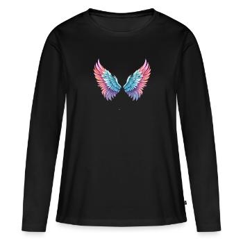 angelwings,engelsflügel,graffiti,malerei,bunt - Frauen Premium Bio Langarmshirt - Schwarz - Vorne - Julia (174cm)