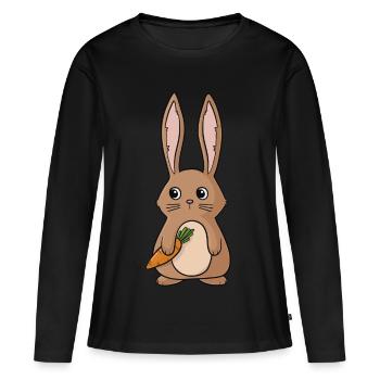 Lapin de Pâques bande dessinée - T-shirt manches longues Premium bio Femme - noir - Devant - Julia (174cm)