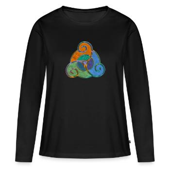 Triskele - Conception de symbole celtique 5 - T-shirt manches longues Premium bio Femme - noir - Devant - Julia (174cm)