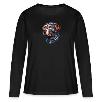 Labrador Retriever Android Design - Frauen Premium Bio Langarmshirt - Schwarz - Vorne - Julia (174cm)