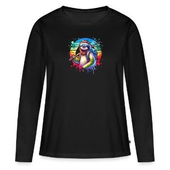 Conception décontractée de paresseux de randonneur - T-shirt manches longues Premium bio Femme - noir - Devant - Julia (174cm)