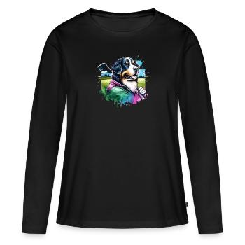 Bernhardiner Lustiges Golf Design Für Golfer - Frauen Premium Bio Langarmshirt - Schwarz - Vorne - Julia (174cm)