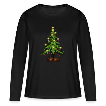 WEIHNACHTSBAUM - Frauen Premium Bio Langarmshirt - Schwarz - Vorne - Julia (174cm)