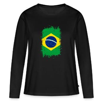 Brésil - T-shirt manches longues Premium bio Femme - noir - Devant - Julia (174cm)