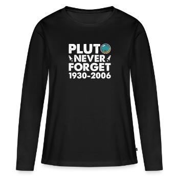 N’oubliez jamais Pluton Drôle Planète Pluton - T-shirt manches longues Premium bio Femme - noir - Devant - Julia (174cm)