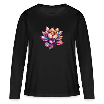 Lotusblume - Symbol Für Gelassenheit Und Schönheit - Frauen Premium Bio Langarmshirt - Schwarz - Vorne - Julia (174cm)