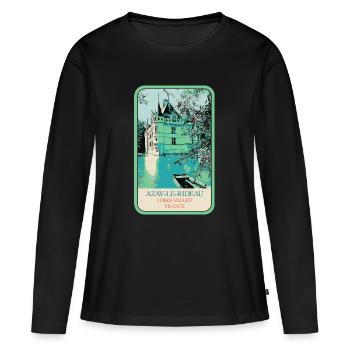 Château d'Azay-le-Rideau: charme et Élégance - T-shirt manches longues Premium bio Femme - noir - Devant - Julia (174cm)