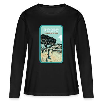 Vila Nova de Gaia: Vue sur Porto - T-shirt manches longues Premium bio Femme - noir - Devant - Julia (174cm)