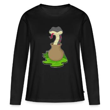 Vase Serpent - T-shirt manches longues Premium bio Femme - noir - Devant - Julia (174cm)