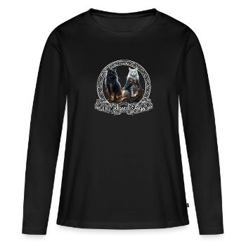 Bygul und Trejgul - Katzen der Göttin Freya - Frauen Premium Bio Langarmshirt - Schwarz - Vorne - Julia (174cm)