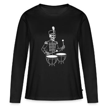 Tambour squelette en uniforme de parade - T-shirt manches longues Premium bio Femme - noir - Devant - Julia (174cm)