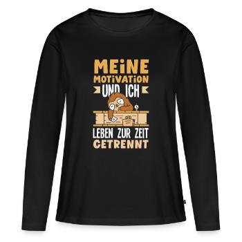 Ma motivation et moi - Paresseux séparé - T-shirt manches longues Premium bio Femme - noir - Devant - Julia (174cm)