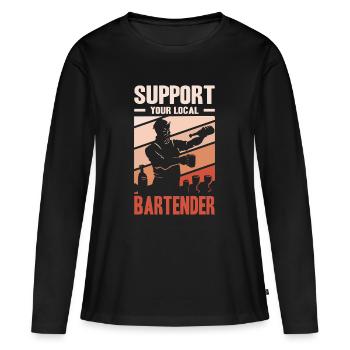 Barman offre Adieu Gastronomie - T-shirt manches longues Premium bio Femme - noir - Devant - Julia (174cm)