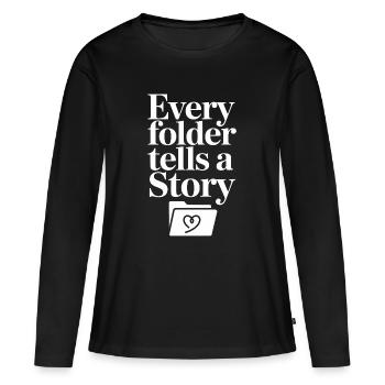 Chaque dossier raconte une histoire - T-shirt manches longues Premium bio Femme - noir - Devant - Julia (174cm)
