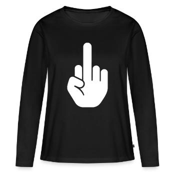 Middle finger - Women's Premium Organic Long Sleeve Shirt - black - Front - Julia (174cm)