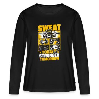 Sweat Today Stronger Tomorrow - Frauen Premium Bio Langarmshirt - Schwarz - Vorne - Julia (174cm)