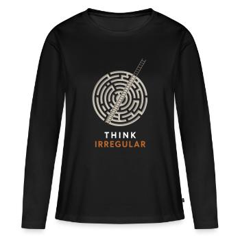 Pensez à Irrégulier : Échelle du Labyrinthe - T-shirt manches longues Premium bio Femme - noir - Devant - Julia (174cm)