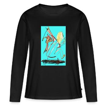 Pas un nid, pas une fille - T-shirt manches longues Premium bio Femme - noir - Devant - Julia (174cm)