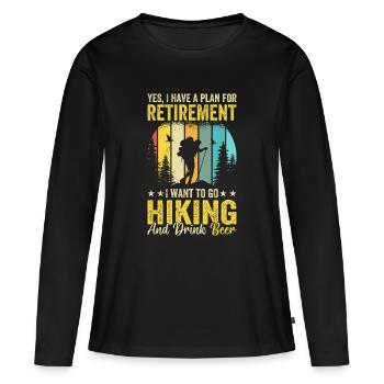 Plan de retraite de randonnée Randonnée et boire de la bière - Ret - T-shirt manches longues Premium bio Femme - noir - Devant - Julia (174cm)