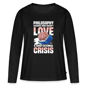 Philosophie Humor Satire Philosophy Because Who - Women's Premium Organic Long Sleeve Shirt - black - Front - Julia (174cm)
