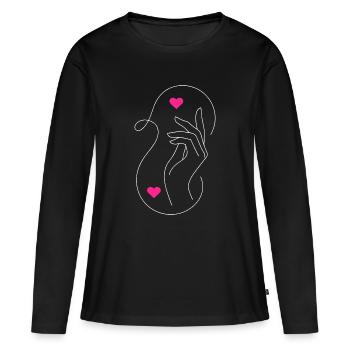 Tender Love : Hands & Hearts Design - T-shirt manches longues Premium bio Femme - noir - Devant - Julia (174cm)