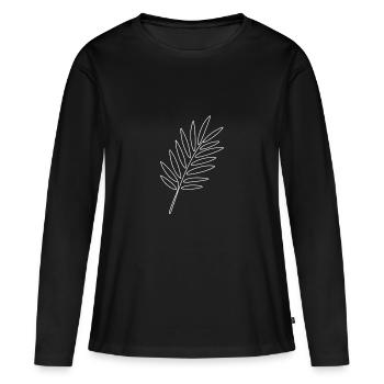 Traits de feuilles de palmier Tropical - T-shirt manches longues Premium bio Femme - noir - Devant - Julia (174cm)