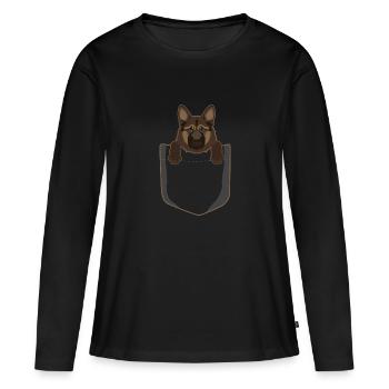 Doux Berger allemand - Chien chien sac - T-shirt manches longues Premium bio Femme - noir - Devant - Julia (174cm)