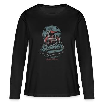 Sommer - Rollerfahrer - Spanienfeeling - Frauen Premium Bio Langarmshirt - Schwarz - Vorne - Julia (174cm)