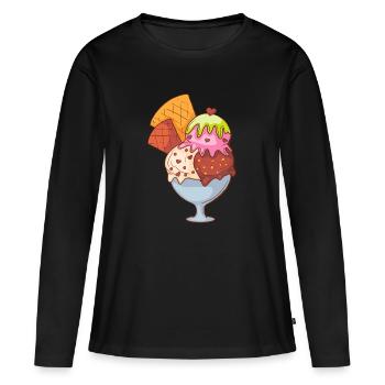 Crème glacée, crème glacée, crème glacée, crème glacée, boule, crème glacée, sundae - T-shirt manches longues Premium bio Femme - noir - Devant - Julia (174cm)