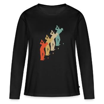 Golfeur rétro de golf de golf de style vintage - T-shirt manches longues Premium bio Femme - noir - Devant - Julia (174cm)