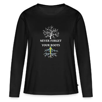 Swedish Roots racines suédoises - T-shirt manches longues Premium bio Femme - noir - Devant - Julia (174cm)