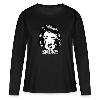 Fumée 4 - T-shirt manches longues Premium bio Femme - noir - Devant - Julia (174cm)