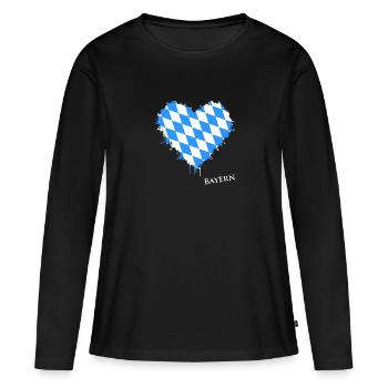 Bayern, Herz, Bavaria, Love, Oberbayern - Frauen Premium Bio Langarmshirt - Schwarz - Vorne - Julia (174cm)