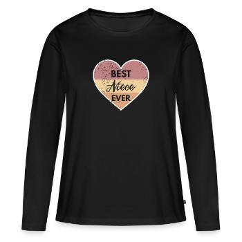 Meilleure nièce du monde - Meilleure nièce de tous les temps - T-shirt manches longues Premium bio Femme - noir - Devant - Julia (174cm)