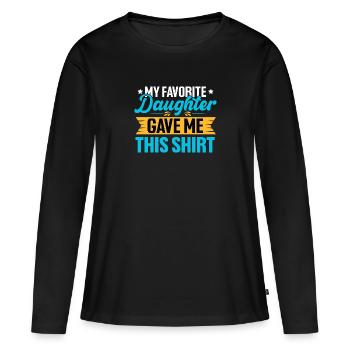 Papa Fille Père Fille Belle-fille - T-shirt manches longues Premium bio Femme - noir - Devant - Julia (174cm)
