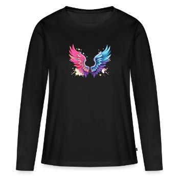 angelwings,engelsflügel,graffiti,malerei,bunt - Frauen Premium Bio Langarmshirt - Schwarz - Vorne - Julia (174cm)
