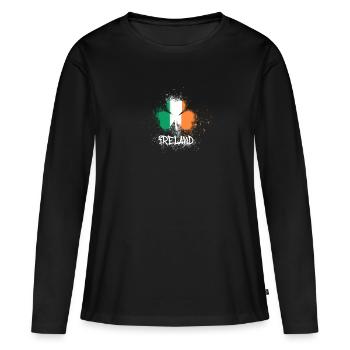 irlande,irlande,trèfle,graffiti,peinture - T-shirt manches longues Premium bio Femme - noir - Devant - Julia (174cm)