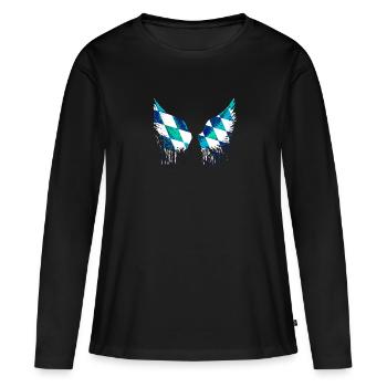 ailes d’ange,ailes,ailes d’ange,ange bavarois - T-shirt manches longues Premium bio Femme - noir - Devant - Julia (174cm)