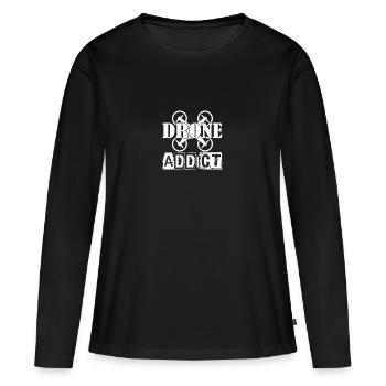 Drone Addict - T-shirt manches longues Premium bio Femme - noir - Devant - Julia (174cm)