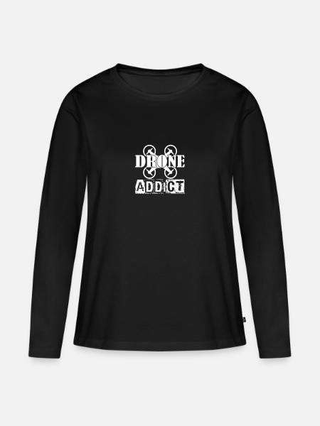 Drone Addict - Frauen Premium Bio Langarmshirt - Schwarz