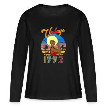 Vintage Blonde Frau Geburtstag 1992 - Frauen Premium Bio Langarmshirt - Schwarz - Vorne - Julia (174cm)