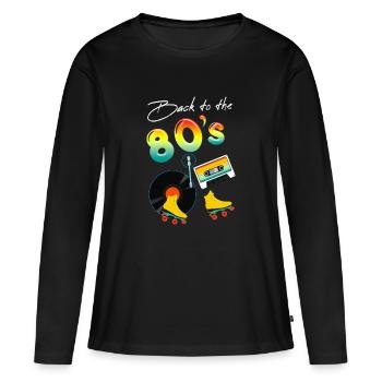 Back to the 80's Cadeau Femme Année 80 - T-shirt manches longues Premium bio Femme - noir - Devant - Julia (174cm)