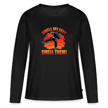 Smell my feet Smell Them - Women's Premium Organic Long Sleeve Shirt - black - Front - Julia (174cm)