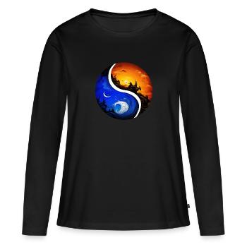 Yin Yang - T-shirt manches longues Premium bio Femme - noir - Devant - Julia (174cm)