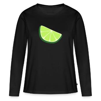 tranche de citron vert - T-shirt manches longues Premium bio Femme - noir - Devant - Julia (174cm)