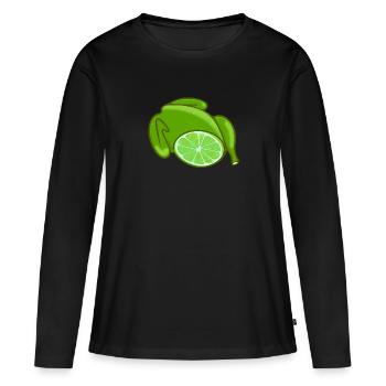 poulet, poulet, citron vert, poulet au citron, bande dessinée - T-shirt manches longues Premium bio Femme - noir - Devant - Julia (174cm)