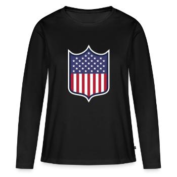États-Unis - T-shirt manches longues Premium bio Femme - noir - Devant - Julia (174cm)